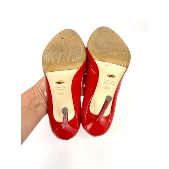 SERGIO ROSSI RED Leather 4 Inch Heel Shoes Size 5 (EU 35.5) - Picture 5 of 10